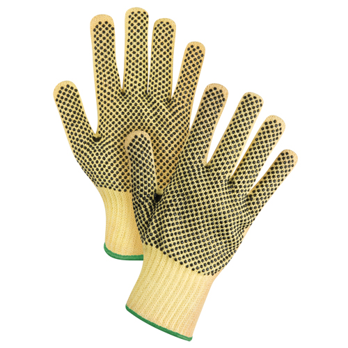 Gants tricot&eacute;s deux c&ocirc;t&eacute;s, sans couture, &agrave; pois, Taille Moyen/8, Calibre 7, Rev&ecirc;tement PVC, Enveloppe en Kevlar, ASTM ANSI niveau A2/EN 388 niveau 3 Southpoint Industrial Supply