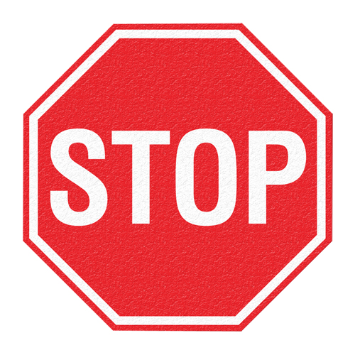 "Stop" Floor Sign, Adhesive, English with Pictogram Southpoint Industrial Supply