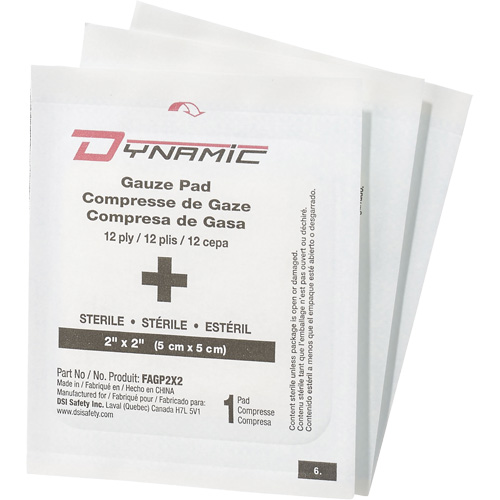 Dynamic Gauze, Pad, 2" L x 2" W, Sterile, Medical Device Class 1 Southpoint Industrial Supply