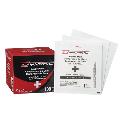 Gaze Dynamic, Tampon, 4" lo x 4" la, St&eacute;rile, Dispositif m&eacute;dical Classe 1 Southpoint Industrial Supply