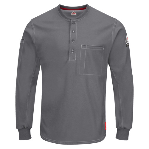 Excel FR&reg; Long Sleeve Henley Shirts, Small, Grey Southpoint Industrial Supply