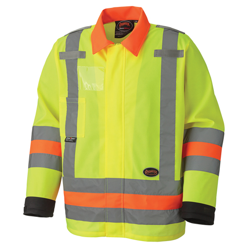 6007 Breathable Traffic Safety Jacket, Polyester, High Visibility Lime-Yellow, X-Small Southpoint Industrial Supply