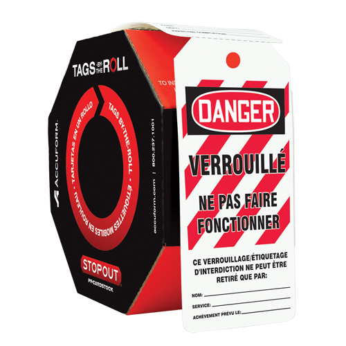 Tags By-The-Roll Lockout Tags, Plastic, 3" W x 6-1/4" H, French Southpoint Industrial Supply