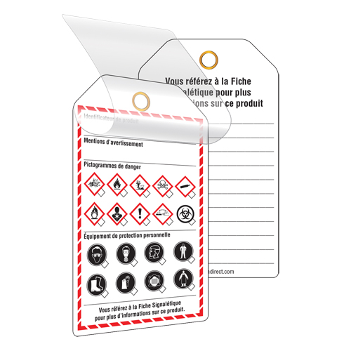 &eacute;tiquettes auto-plastifiantes pour le milieu de travail, Papier cartonn&eacute;, 3-3/8" la x 5-3/4" h, Français Southpoint Industrial Supply