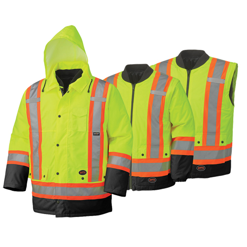 5021BB Manteau de s&eacute;curit&eacute; 6 en 1 imperm&eacute;able, Jaune lime haute visibilit&eacute;, 2T-Grand Southpoint Industrial Supply