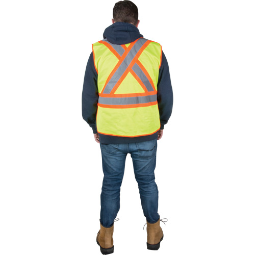 Veste d'arpenteur r&eacute;sistante aux flammes, Jaune lime haute visibilit&eacute;, Moyen, Polyester Southpoint Industrial Supply