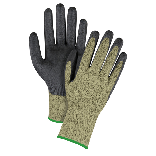 Gants &eacute;lastiques sans coutures r&eacute;sistants &agrave; la coupe noir & jaune, Taille Moyen/8, Calibre 13, Rev&ecirc;tement Mousse de nitrile, Enveloppe en Aramide, ASTM ANSI niveau A6 Southpoint Industrial Supply