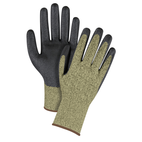 Gants &eacute;lastiques sans coutures r&eacute;sistants &agrave; la coupe noir & jaune, Taille Grand/9, Calibre 13, Rev&ecirc;tement Mousse de nitrile, Enveloppe en Aramide, ASTM ANSI niveau A6 Southpoint Industrial Supply