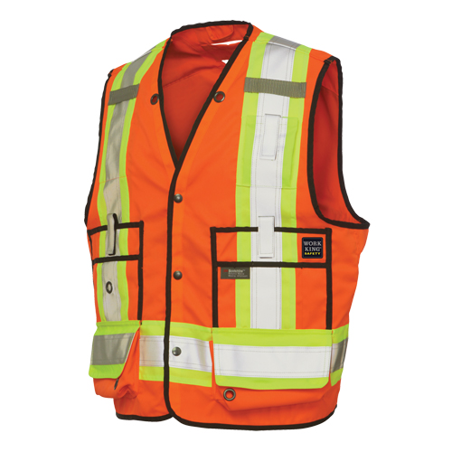 Surveyor Safety Vest, High Visibility Orange, Large, Polyester Southpoint Industrial Supply