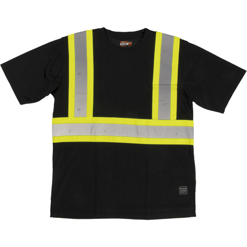 Short-Sleeved Safety T-Shirt with Pocket, Polyester, Large, Black Southpoint Industrial Supply
