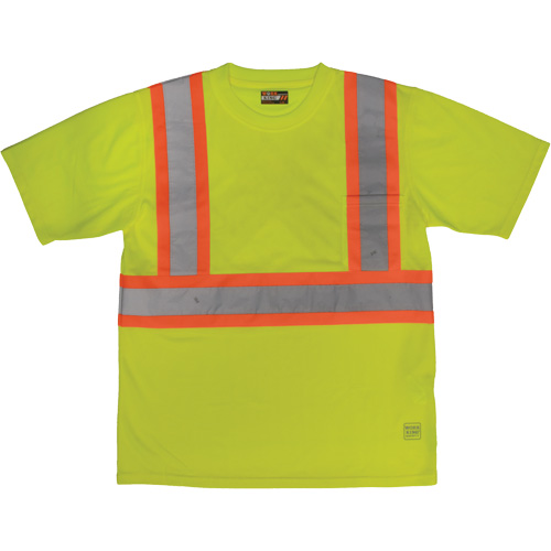 Short-Sleeved Safety T-Shirt with Pocket, Polyester, Large, High Visibility Lime-Yellow Southpoint Industrial Supply