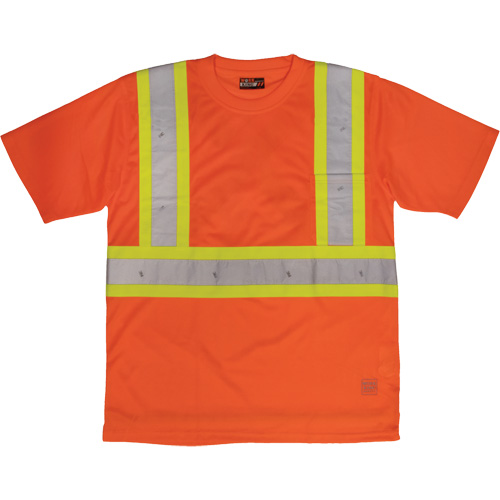 Short-Sleeved Safety T-Shirt with Pocket, Polyester, Large, High Visibility Orange Southpoint Industrial Supply