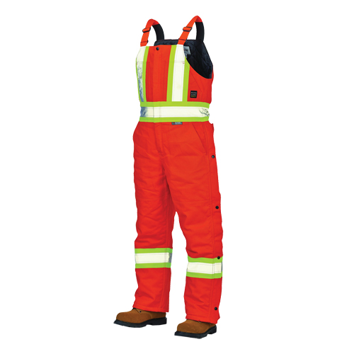 Salopettes de s&eacute;curit&eacute; doubl&eacute;e en canevas, Coton, 3T-Grand, Orange haute visibilit&eacute; Southpoint Industrial Supply