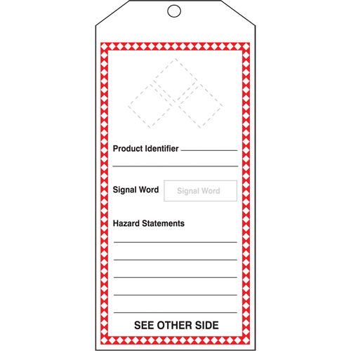 GHS Jumbo Safety Tag, Cardstock, 3-7/8" W x 8-1/2" H, English Southpoint Industrial Supply