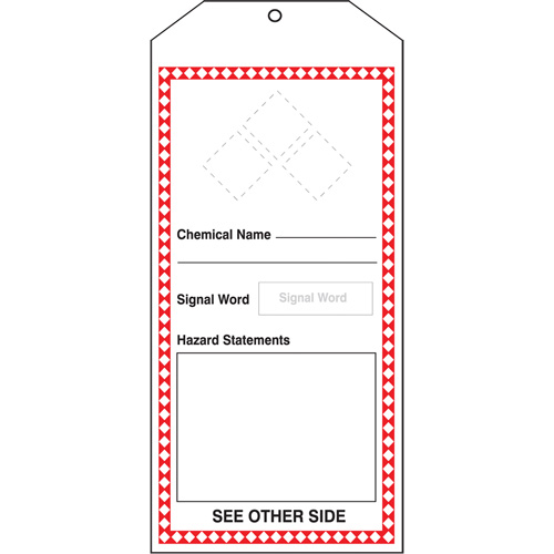 GHS Jumbo Tags, Cardstock, 3-7/8" W x 8-1/2" H, English Southpoint Industrial Supply