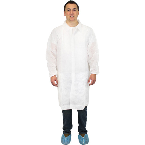 Lab Coat, Polypropylene, White, Medium Southpoint Industrial Supply