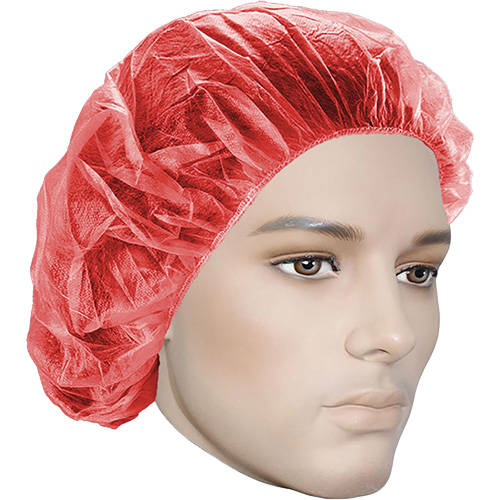 Bouffant Caps, Polypropylene, 21", Red Southpoint Industrial Supply