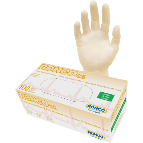 Gants jetables, Grand, Latex, 4 mils, Sans poudre, Naturel, Classe 2 Southpoint Industrial Supply