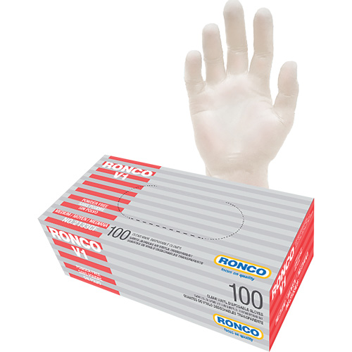 Gants jetables, Moyen, Vinyle, 3 mils, Sans poudre, Transparent Southpoint Industrial Supply