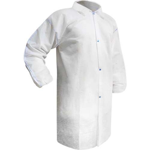 Disposable Lab Coat, Polypropylene, White, Medium Southpoint Industrial Supply