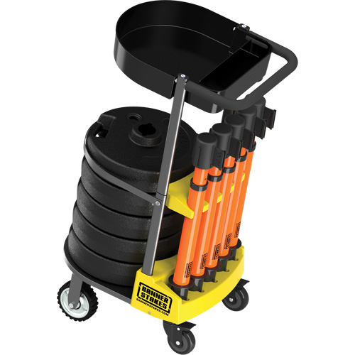 PLUS Barrier Post Cart Kit with Tray, 75' L, Metal, Orange Southpoint Industrial Supply