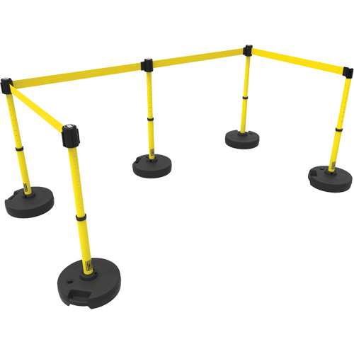 Ensemble de cinq montants pour barri&egrave;re PLUS, Plastique, 42" h, Ruban Jaune, Longueur du ruban 15' Southpoint Industrial Supply