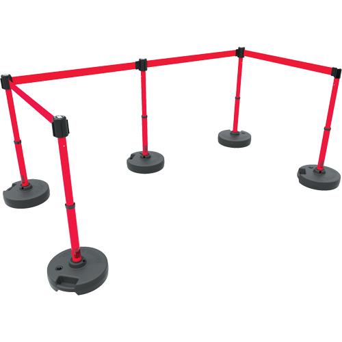 Ensemble de cinq montants pour barri&egrave;re PLUS, Plastique, 42" h, Ruban Rouge, Longueur du ruban 15' Southpoint Industrial Supply