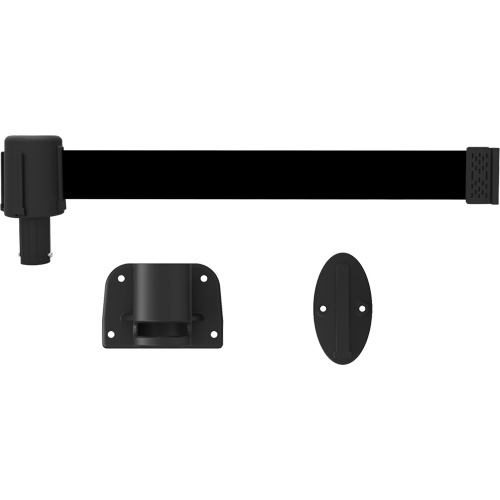 PLUS Wall Mount Barrier System, Plastic, Screw Mount, 15', Black Tape Southpoint Industrial Supply