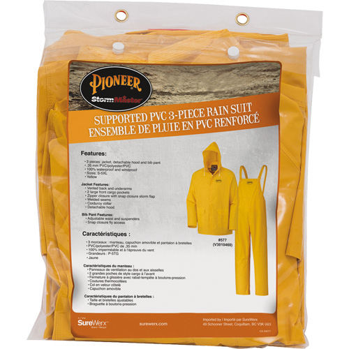 577 3-Piece Rain Suit, Polyester/PVC, 5X-Large, Yellow Southpoint Industrial Supply