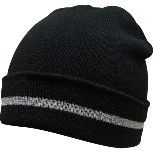 Bonnet en tricot avec bande r&eacute;fl&eacute;chissante argent&eacute;e, Taille unique, Noir Southpoint Industrial Supply