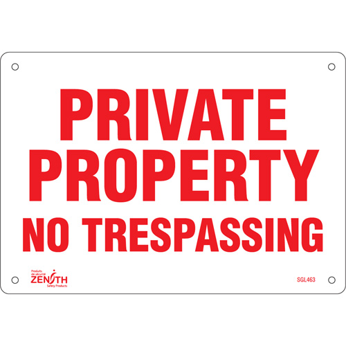 "Private Property" Sign, 7" x 10", Aluminum, English Southpoint Industrial Supply