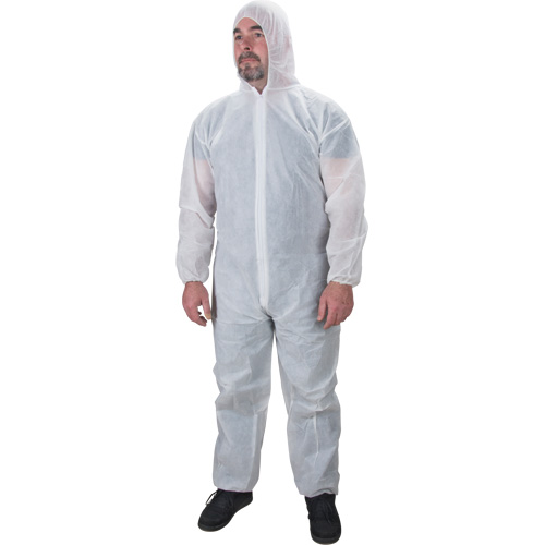 Hooded Coveralls, Medium, White, Polypropylene Southpoint Industrial Supply