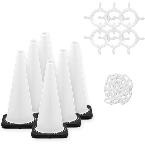 Traffic Cone & Chain Kit, 28", White Southpoint Industrial Supply