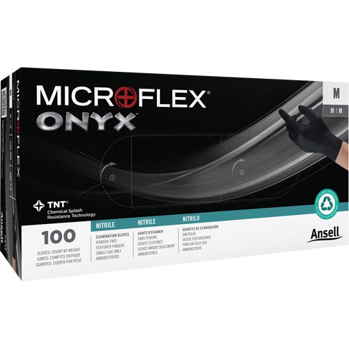 Onyx&reg; Gloves, Small, Nitrile, 3.5-mil, Powder-Free, Black Southpoint Industrial Supply