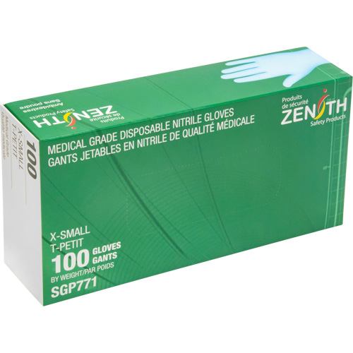 Puncture-Resistant Medical-Grade Disposable Gloves, X-Small, Nitrile, 4.5-mil, Powder-Free, Blue, Class 2 Southpoint Industrial Supply