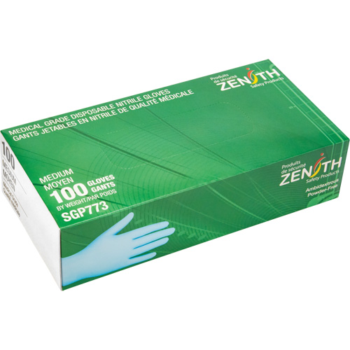 Puncture-Resistant Medical-Grade Disposable Gloves, Medium, Nitrile, 4.5-mil, Powder-Free, Blue, Class 2 Southpoint Industrial Supply