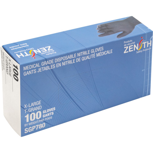Puncture-Resistant Medical-Grade Disposable Gloves, X-Large, Nitrile, 5-mil, Powder-Free, Black, Class 2 Southpoint Industrial Supply