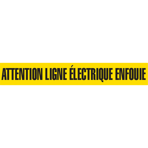 "Attention Ligne &eacute;lectrique Enfouie" Barricade Tape, French, 3" W x 1000' L, Black on Yellow Southpoint Industrial Supply