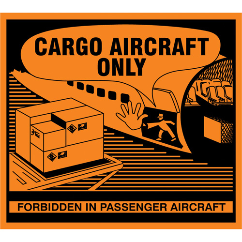 "Cargo Aircraft Only" Handling Labels, 4-3/4" L x 4-1/4" W, Orange Southpoint Industrial Supply