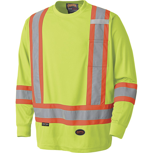 6996 High-Visibility Long Sleeved Shirt, Polyester, X-Small, High Visibility Lime-Yellow Southpoint Industrial Supply