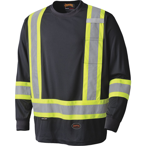 6997 Long Sleeved Safety Shirt, Polyester, X-Small, Black Southpoint Industrial Supply