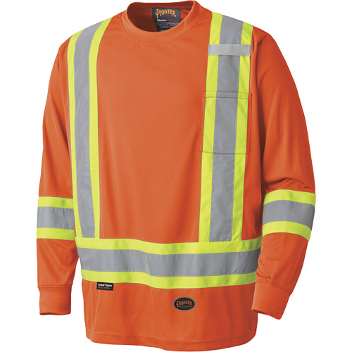 6995 High-Visibility Long Sleeved Shirt, Polyester, X-Small, High Visibility Orange Southpoint Industrial Supply