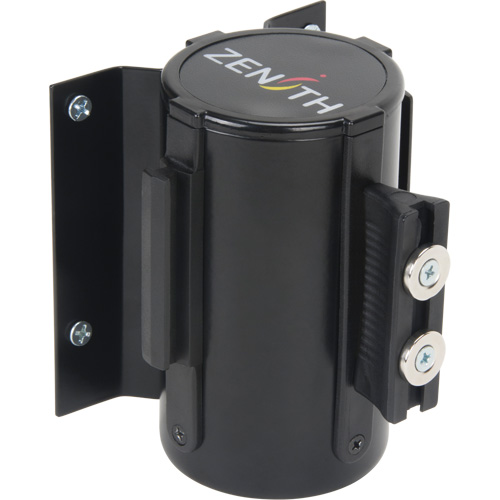 Barri&egrave;re &agrave; fixation murale avec ruban magn&eacute;tique, Acier, Fixation par vis, 7', Ruban Jaune Southpoint Industrial Supply