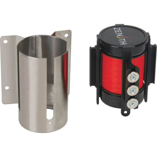 Barri&egrave;re &agrave; fixation murale avec ruban magn&eacute;tique, Acier, Fixation par vis, 12', Ruban Rouge Southpoint Industrial Supply