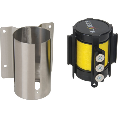 Wall Mount Barrier with Magnetic Tape, Steel, Screw Mount, 12', Yellow Tape Southpoint Industrial Supply