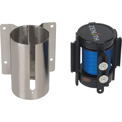 Wall Mount Barrier with Magnetic Tape, Steel, Screw Mount, 7', Blue Tape Southpoint Industrial Supply