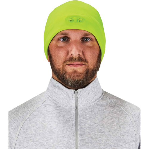 N-Ferno&reg; Skull Cap Beanie Hat with LED Lights, One Size, High-Visibility Lime Green Southpoint Industrial Supply