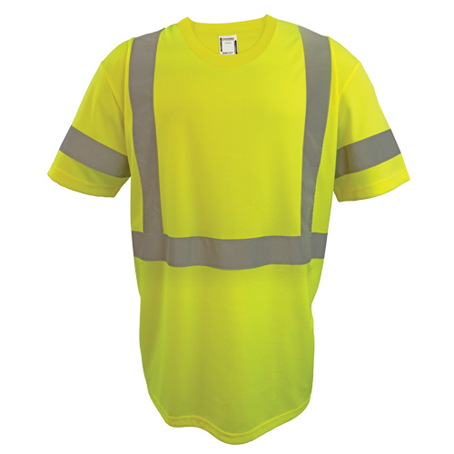 Short Sleeve Safety T-Shirt, Polyester, 2X-Large, High Visibility Lime-Yellow Southpoint Industrial Supply