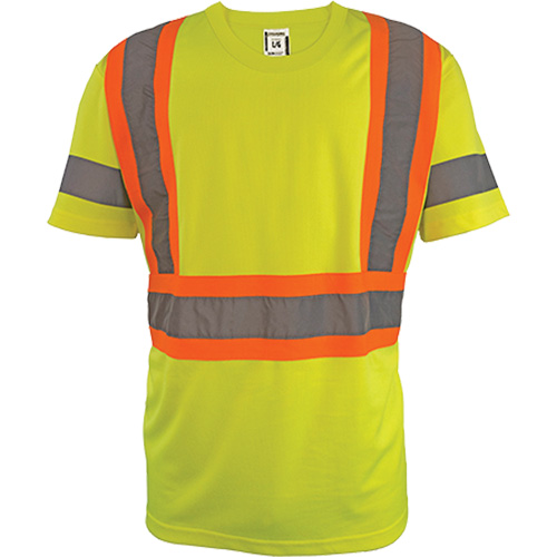 Chemise de s&eacute;curit&eacute; &agrave; manches courtes, Polyester, 2T-Grand, Jaune lime haute visibilit&eacute; Southpoint Industrial Supply