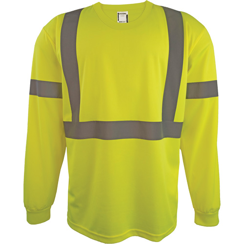 Long Sleeve Safety Shirt, Polyester, 2X-Large, High Visibility Lime-Yellow Southpoint Industrial Supply